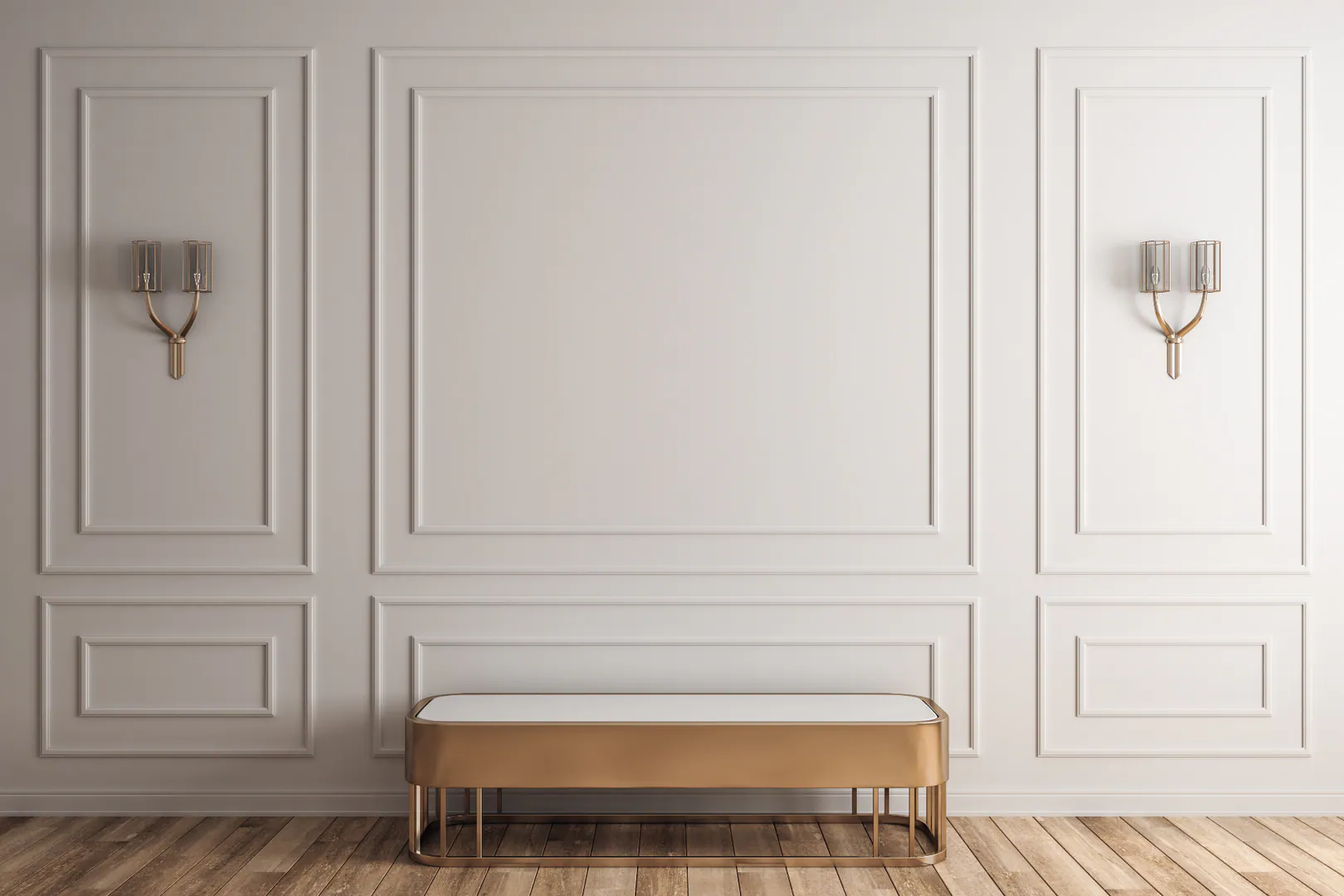 Boiserie em uma parede decorada